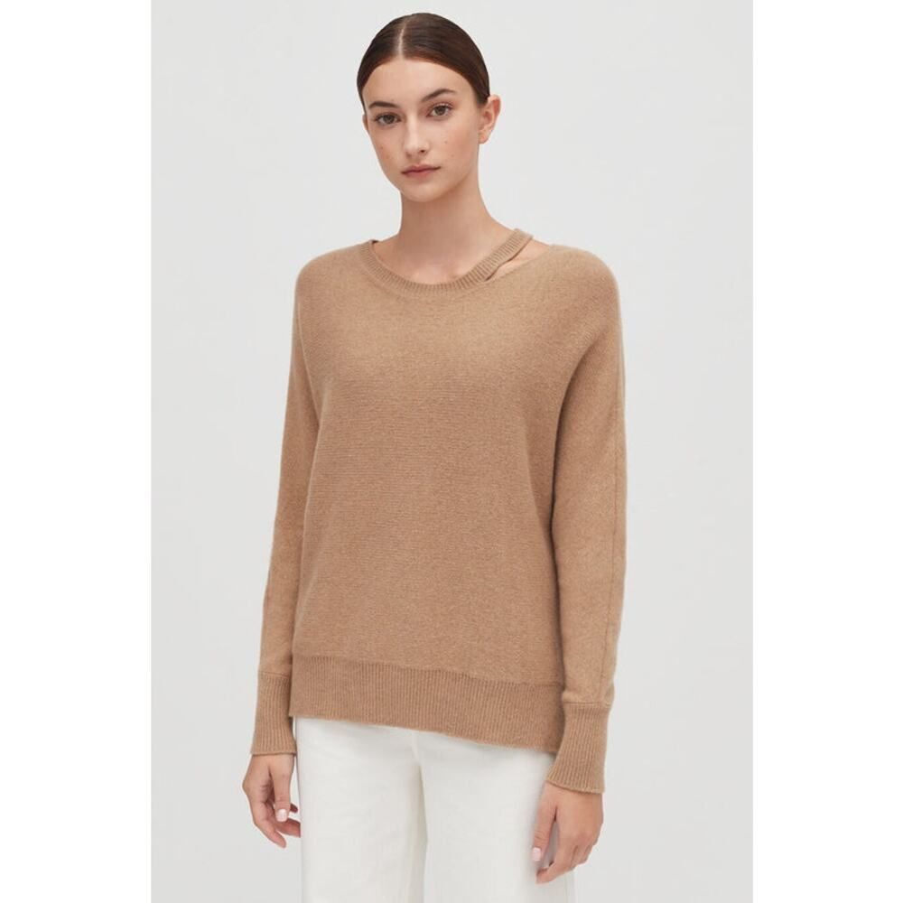 Cuyana cashmere split-neck sweater camel size M